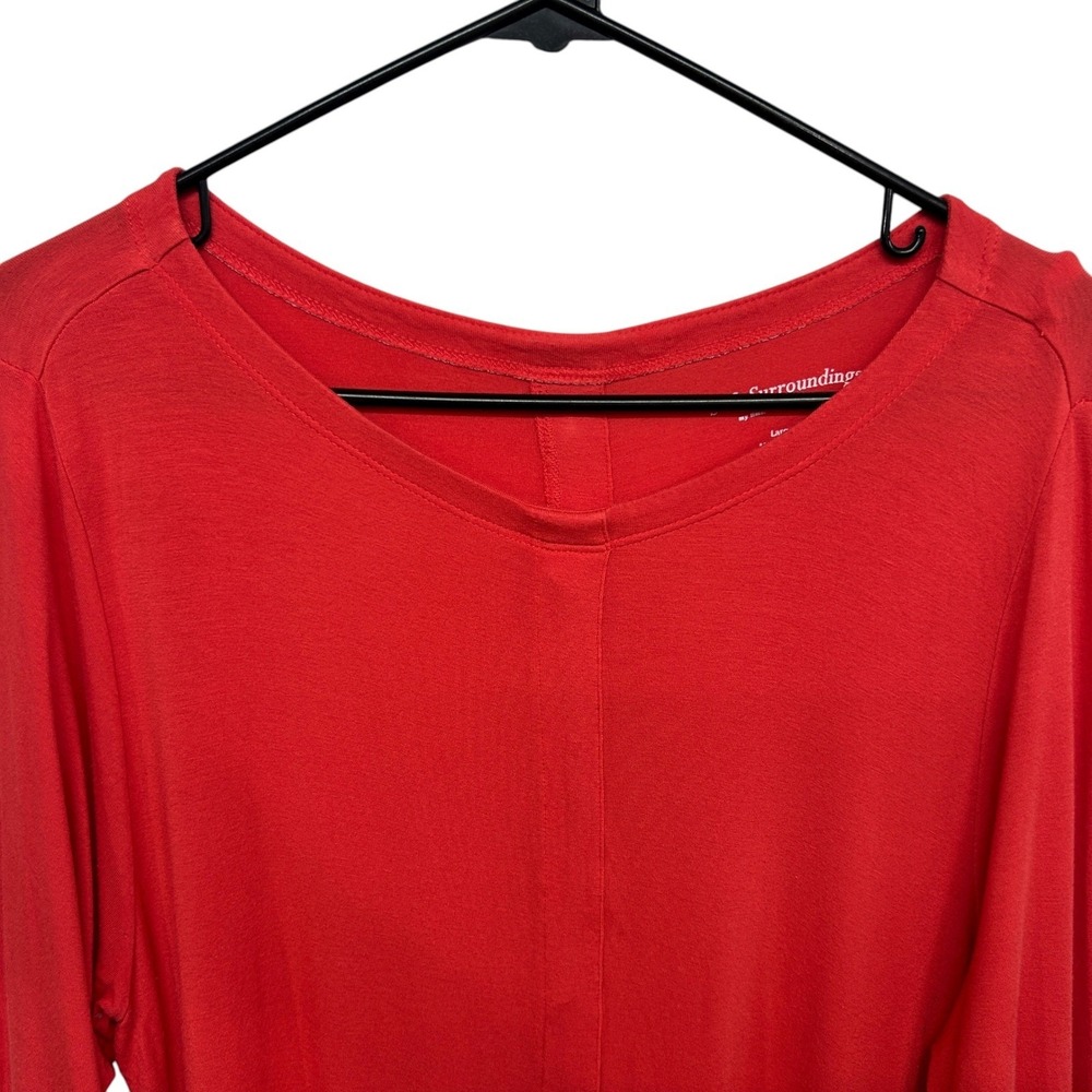 Soft Surroundings Red Shirt Dress Large Minimalist Costal Flowy Asymmetrical Hem - Picture 3 of 11